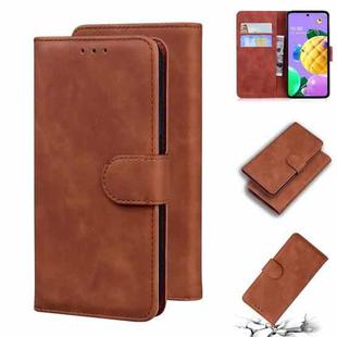 For LG K52 / K62 / Q52 Skin Feel Pure Color Flip Leather Phone Case(Brown)