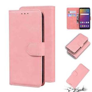 For LG Stylo 5 Skin Feel Pure Color Flip Leather Phone Case(Pink)