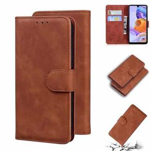 For LG Stylo 6 / K71 Skin Feel Pure Color Flip Leather Phone Case(Brown)