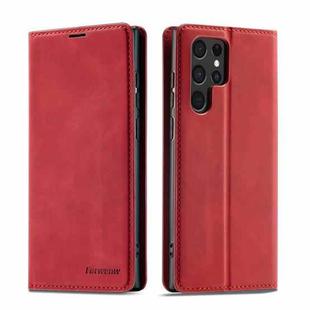 For Samsung Galaxy S22 Ultra 5G Forwenw Dream Series Oil Edge Strong Magnetism Leather Phone Case(Red)
