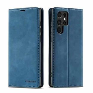 For Samsung Galaxy S22 Ultra 5G Forwenw Dream Series Oil Edge Strong Magnetism Leather Phone Case(Blue)