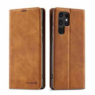 For Samsung Galaxy S22 Ultra 5G Forwenw Dream Series Oil Edge Strong Magnetism Leather Phone Case(Brown)