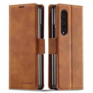 For Samsung Galaxy Z Fold3 5G Forwenw Dream Series Oil Edge Strong Magnetism Leather Phone Case(Brown)