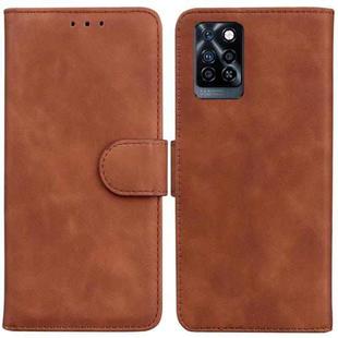 For Infinix Note 10 Pro X695 Skin Feel Pure Color Flip Leather Phone Case(Brown)
