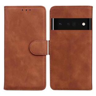 For Google Pixel 6 Pro Skin Feel Pure Color Flip Leather Phone Case(Brown)
