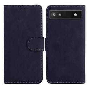 For Google Pixel 6a Skin Feel Pure Color Flip Leather Phone Case(Black)