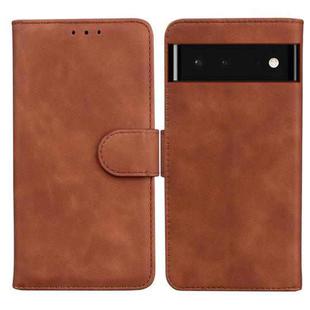 For Google Pixel 6 Skin Feel Pure Color Flip Leather Phone Case(Brown)