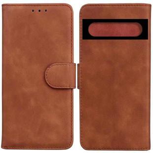 For Google Pixel 7 Pro 5G Skin Feel Pure Color Flip Leather Phone Case(Brown)