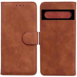 For Google Pixel 7 5G Skin Feel Pure Color Flip Leather Phone Case(Brown)