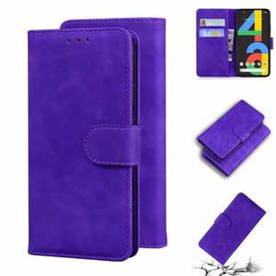 For Google Pixel 4a 4G Skin Feel Pure Color Flip Leather Phone Case(Purple)