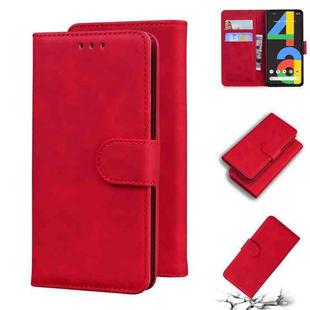 For Google Pixel 4a 4G Skin Feel Pure Color Flip Leather Phone Case(Red)