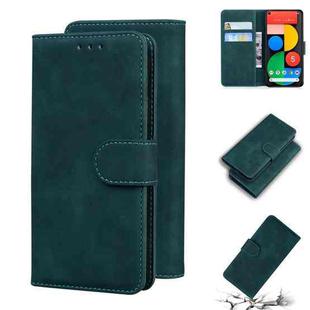 For Google Pixel 5 Skin Feel Pure Color Flip Leather Phone Case(Green)