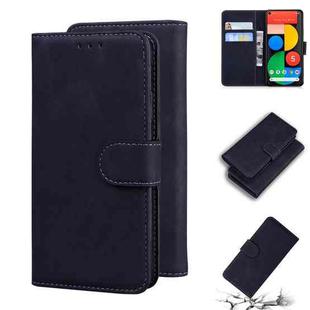 For Google Pixel 5 Skin Feel Pure Color Flip Leather Phone Case(Black)