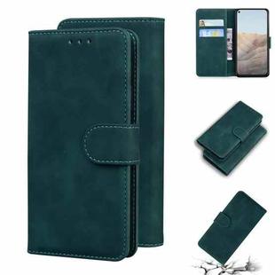 For Google Pixel 5a Skin Feel Pure Color Flip Leather Phone Case(Green)