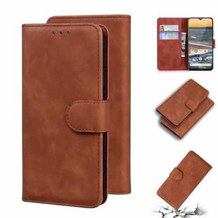 For Nokia 5.3 Skin Feel Pure Color Flip Leather Phone Case(Brown)