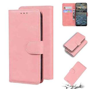 For Nokia 2.4 Skin Feel Pure Color Flip Leather Phone Case(Pink)