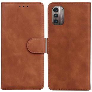 For Nokia G11 / G21 Skin Feel Pure Color Flip Leather Phone Case(Brown)