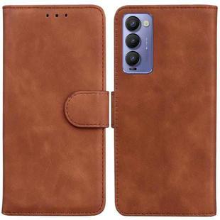 For Tecno Camon 18 / 18P Skin Feel Pure Color Flip Leather Phone Case(Brown)