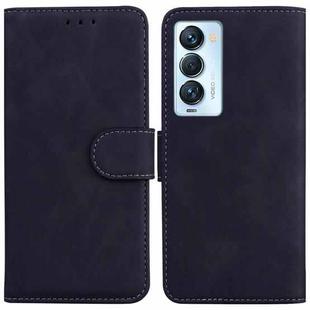 For Tecno Camon 18 Premier Skin Feel Pure Color Flip Leather Phone Case(Black)