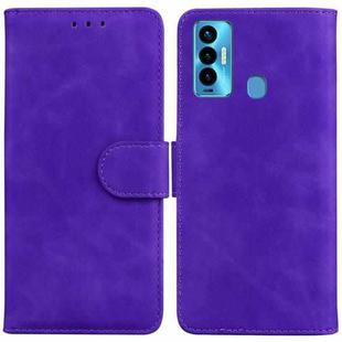 For Tecno Camon 18i Skin Feel Pure Color Flip Leather Phone Case(Purple)