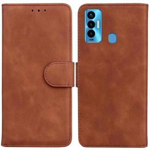 For Tecno Camon 18i Skin Feel Pure Color Flip Leather Phone Case(Brown)