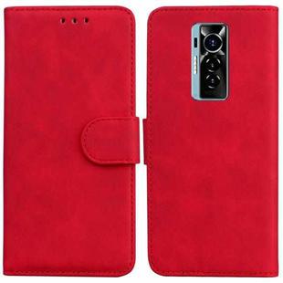 For Tecno Phantom X Skin Feel Pure Color Flip Leather Phone Case(Red)