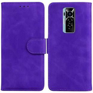 For Tecno Phantom X Skin Feel Pure Color Flip Leather Phone Case(Purple)