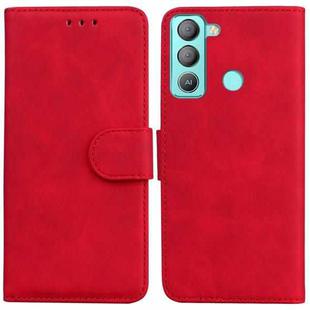 For Tecno Pop 5 LTE BD4 Skin Feel Pure Color Flip Leather Phone Case(Red)