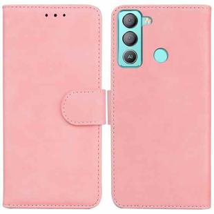 For Tecno Pop 5 LTE BD4 Skin Feel Pure Color Flip Leather Phone Case(Pink)