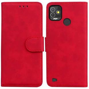 For Tecno Pop 5P Skin Feel Pure Color Flip Leather Phone Case(Red)