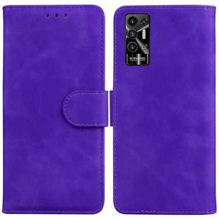 For Tecno Pova 2 Skin Feel Pure Color Flip Leather Phone Case(Purple)