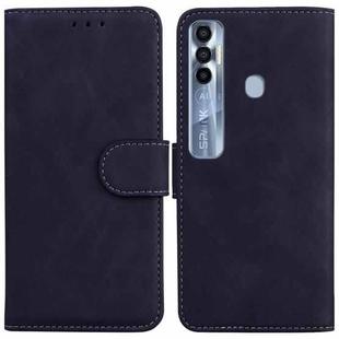 For Tecno Spark 7 Pro Skin Feel Pure Color Flip Leather Phone Case(Black)