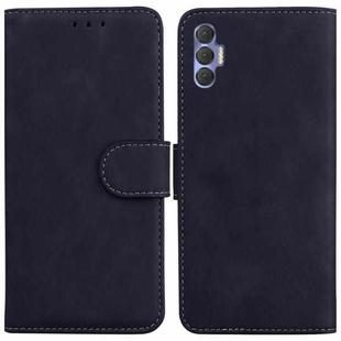 For Tecno Spark 8P Skin Feel Pure Color Flip Leather Phone Case(Black)