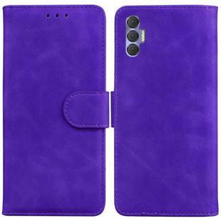For Tecno Spark 8P Skin Feel Pure Color Flip Leather Phone Case(Purple)