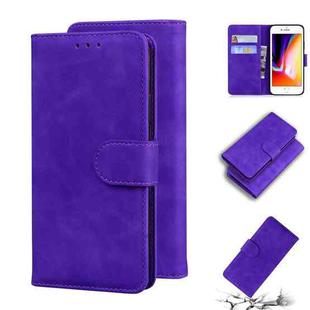 Skin Feel Pure Color Flip Leather Phone Case For iPhone 8 Plus / 7 Plus(Purple)