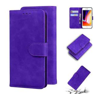 For iPhone SE 2022 / SE 2020 / 8 / 7 Skin Feel Pure Color Flip Leather Phone Case(Purple)