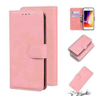 For iPhone SE 2022 / SE 2020 / 8 / 7 Skin Feel Pure Color Flip Leather Phone Case(Pink)
