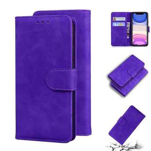For iPhone 11 Skin Feel Pure Color Flip Leather Phone Case (Purple)