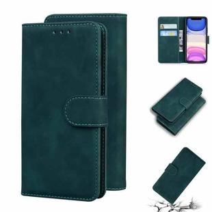 For iPhone 11 Skin Feel Pure Color Flip Leather Phone Case (Green)