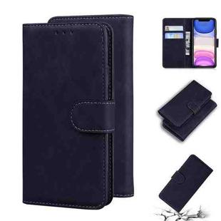 For iPhone 11 Skin Feel Pure Color Flip Leather Phone Case (Black)