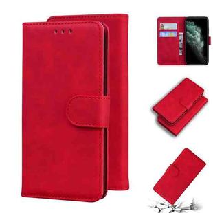 For iPhone 11 Pro Skin Feel Pure Color Flip Leather Phone Case (Red)