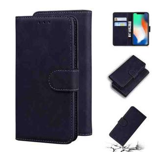 For iPhone X / XS Skin Feel Pure Color Flip Leather Phone Case(Black)