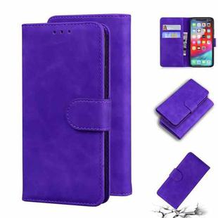 For iPhone XS Max Skin Feel Pure Color Flip Leather Phone Case(Purple)