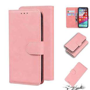For iPhone XS Max Skin Feel Pure Color Flip Leather Phone Case(Pink)