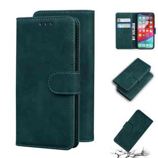 For iPhone XS Max Skin Feel Pure Color Flip Leather Phone Case(Green)
