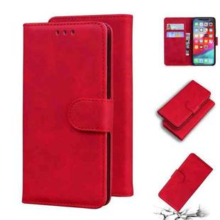 For iPhone XS Max Skin Feel Pure Color Flip Leather Phone Case(Red)