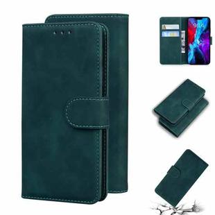 For iPhone 12 Skin Feel Pure Color Flip Leather Phone Case(Green)