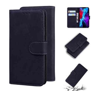 For iPhone 12 Skin Feel Pure Color Flip Leather Phone Case(Black)