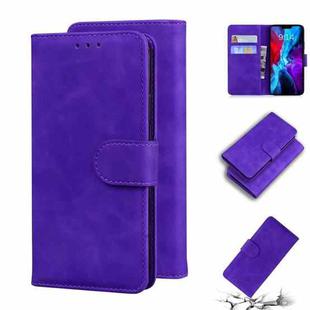 For iPhone 12 mini Skin Feel Pure Color Flip Leather Phone Case (Purple)