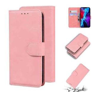 For iPhone 12 mini Skin Feel Pure Color Flip Leather Phone Case (Pink)